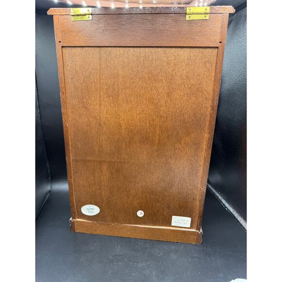 VTG Commodore Collection By Rosalco Wood and Etched Glass Jewelry Box Large - Picture 6 of 11